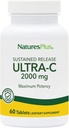 NaturesPlus Ultra-C 2000 mg - 60 comprimés - Vitamine C avec les hanches de rose - Soutien immunitaire et antioxydant - Végétarien, sans gluten - 60 portions