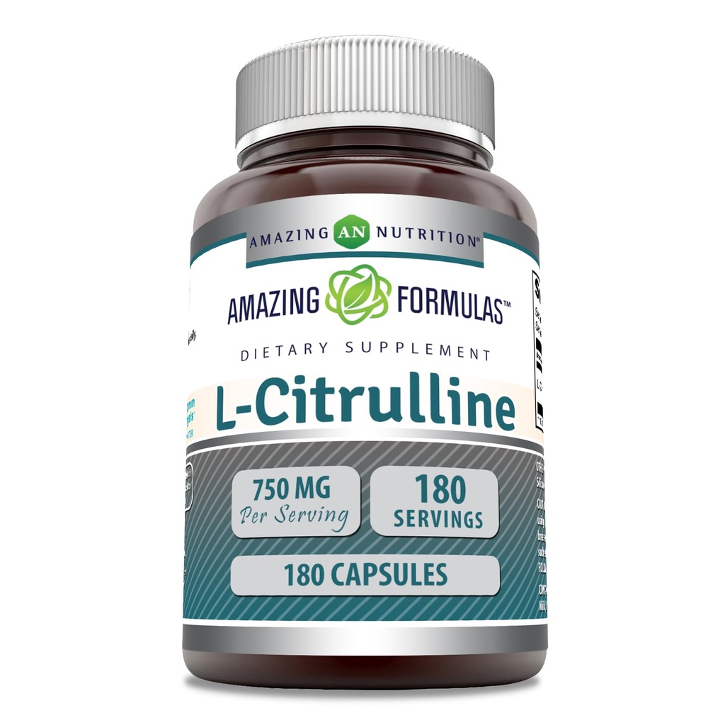 Formules étonnantes L-Citrulline Supplément de 750 Mg par service de 180 Capsules