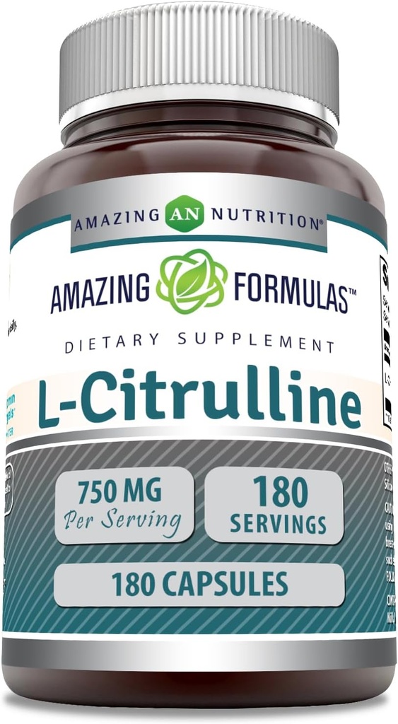Formules étonnantes L-Citrulline Supplément de 750 Mg par service de 180 Capsules