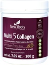NEW ROOTS HERBAL Multi 5 Collagène en poudre de cacao (types I, II, III, V et X) Collagène hydrolysé - Sans lait et sans gluten - 12g par portion - Saveur de chocolat, 7,05 oz