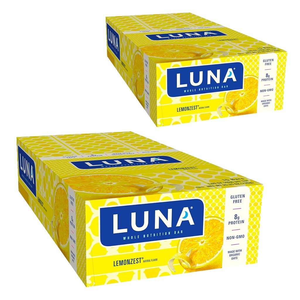 LUNA BAR - Barres sans gluten - Lemon Zest Flavor - (1.69 Ounce Snack Bars, 30 comtes)