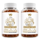 VITA GLOBE Complexe de Champignons Gommies – 250mg avec Reishi, Lion, Mane, Chaga, Cordyceps & Plus d'informations Supplément quotidien pour la défense immunitaire, l'énergie et le soutien de la fonction cérébrale – 120 comtes (paquet de 2)