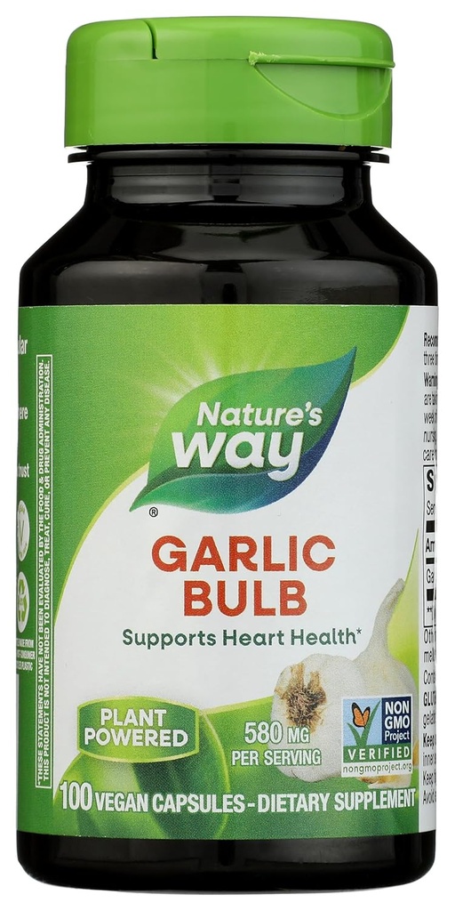 Natures Way Garlic Bulb Vegetarian Capsule, 100 ct