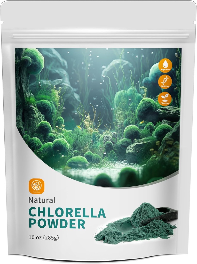 Poudre de Chlorella naturelle avec 10 oz - Poudre de Chlorophylle, soutient le système immunitaire et la fonction hépatique, garder la jeunesse, végétalien, riche en protéines végétales et vitamines.