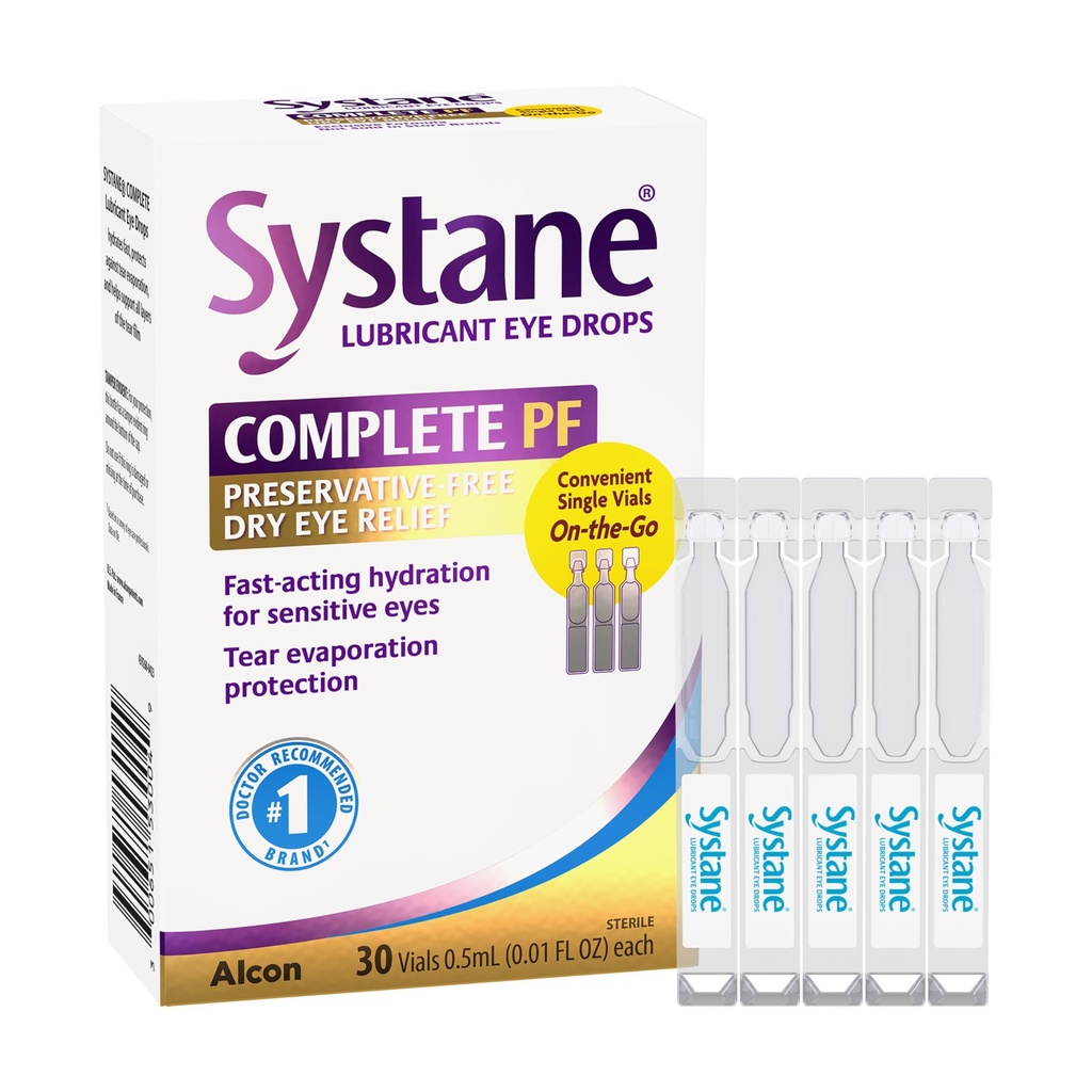 Systane Des gouttes d'œil complètes sans réservoir 30ct Flacons à usage unique pour le soulagement des yeux secs