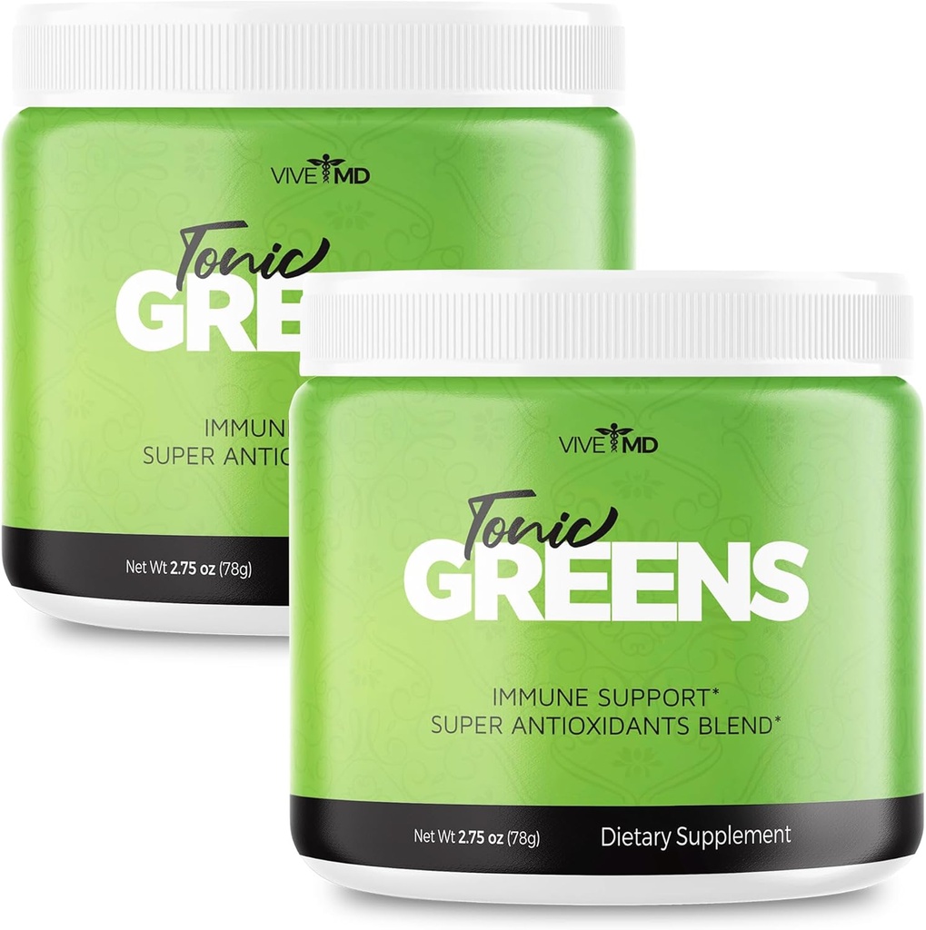 Tonic Greens Poudre Supplément Vitamine Boost Formula Official - Supplément d'énergie de mélange vert naturel Extra Strength - BCAA L-Glutamine Vitamine B6, Revolutionary Energy Fix Solution Reviews (2 Pack)