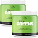 Tonic Greens Poudre Supplément Vitamine Boost Formula Official - Supplément d'énergie de mélange vert naturel Extra Strength - BCAA L-Glutamine Vitamine B6, Revolutionary Energy Fix Solution Reviews (2 Pack)