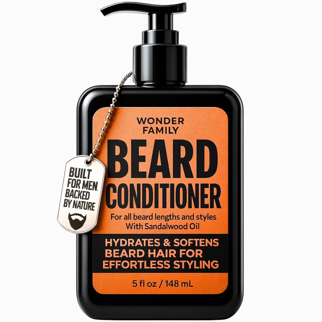 Conditionneur de barbe pour les hommes – Laisser en conditionneur et assouplir avec Biotin Aloe Vera & Collagen – Crème hydratante pour cheveux secs grossiers – Conditionneur de barbe et de peau – Santalwood Scent Care for Black Men