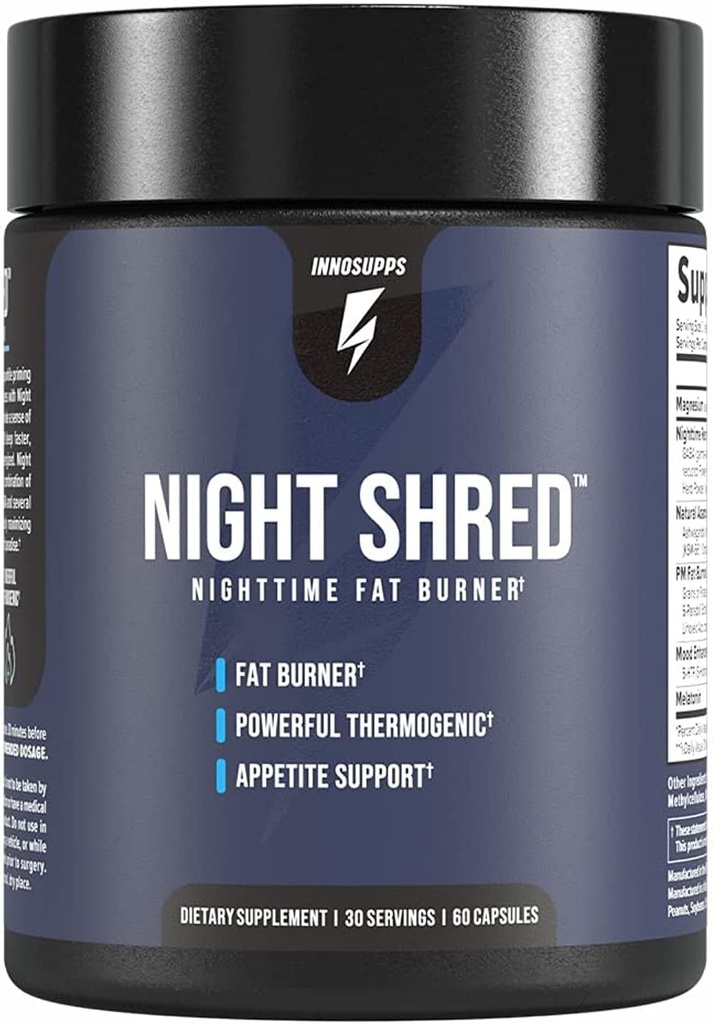 Brûlure de graisse shred de nuit et soutien naturel au sommeil , Ashwaganda, 5-HTP, CLA, Melatonin , Appétit Suppresseur , Weight Loss Support Brûlure de graisse de nuit (60 capsules végétariennes)