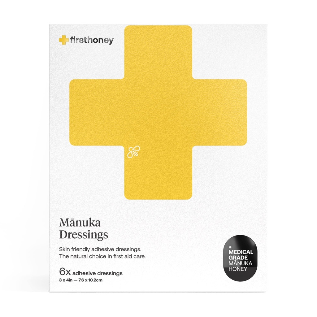 Premier Miel Manuka Miel Bandes adhésives 6 Packs Latex Free, Antibiotique Free Wound Dressing