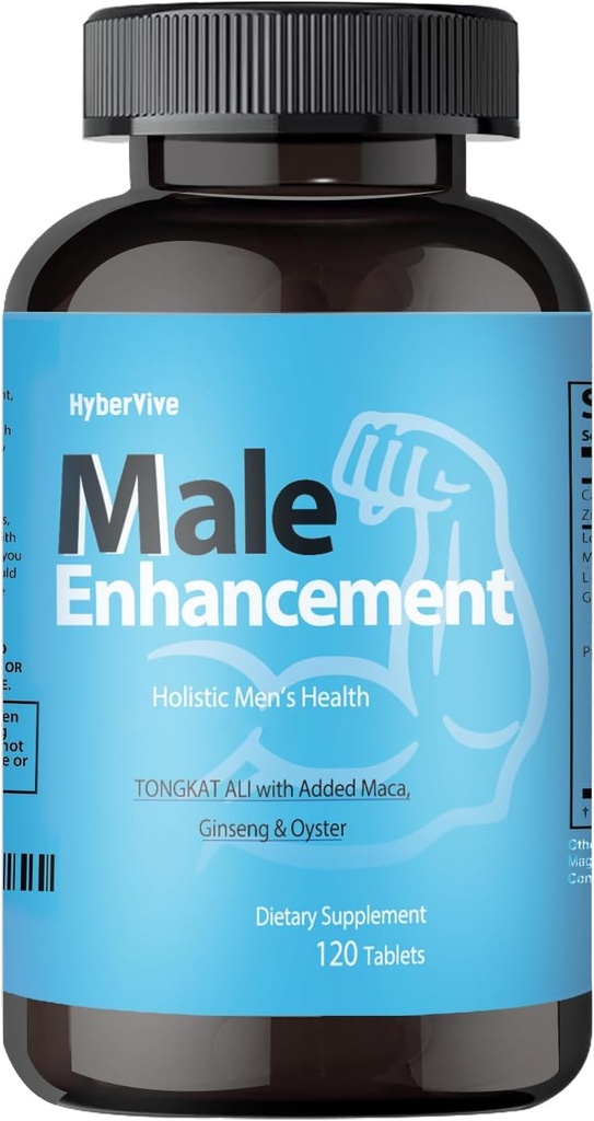 Supplément de testostérone pour les hommes – Tongkat Ali, Maca, L-Arginine HCI & Ginseng pour l'énergie, l'endurance et l'endurance, non-OGM, sans gluten, 120 comprimés(60 jours)