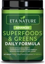 50 Super Greens Poudre - Greens Superfood Poudre avec Fruits et Légumes Suppléments - Super Greens Poudre verte pour l'énergie, la digestion, la vitalité et l'immunité - 30 portions Vegan et non-OGM