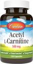 Carlson - Acétyl L-Carnitine, 500 mg, santé cognitive, fonction cérébrale et production d'énergie, 120 capsules