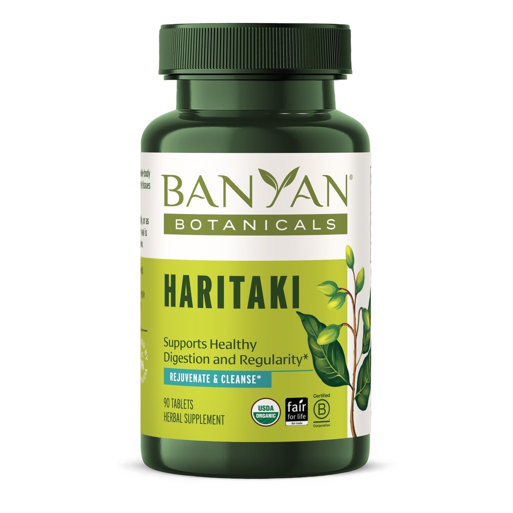 Banyan Botanicals Organic Haritaki Tablets – Natural Colon Cleanse & Digestive Support – Gentle Regularity & Internal Detox Supplement – Terminalia Chebula – 90 Tablets – USDA Organic, Fair Trade