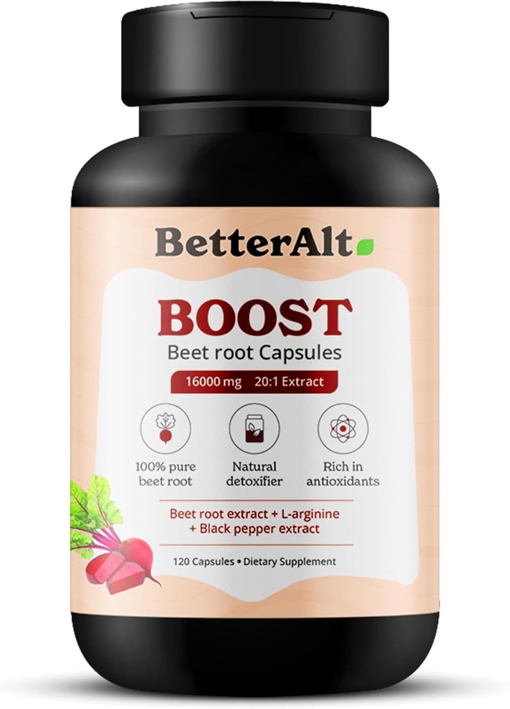 Meilleures capsules de poudre de betterave Alt (120 capsules)