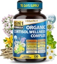 VEGATOT Bio Cortisol Wellness Complex 15-en-1 Formule avec Magnésium Ashwagandha St. John's Wort Valérian Rhodiola Rosea Passionflower Camomile