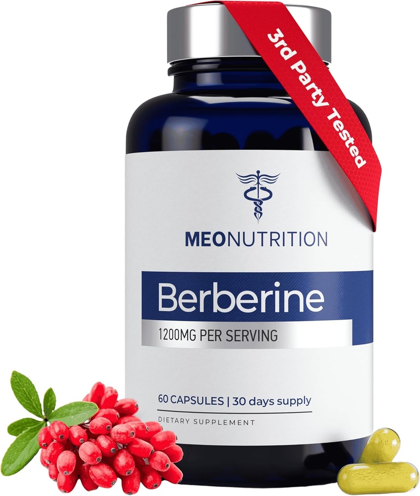 Supplément berbère 1200mg HCI - 60 capsules, 3e laboratoire de partie testé, non-OGM, GMP certifié - soutient la santé métabolique et le bien-être général