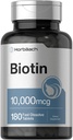 Horbäach Biotin 10000mcg. 180 comprimés à dissolver rapidement pour les femmes et les hommes.