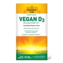 Country Life Vegan D3 5000 UI – Vitamine D3 végétale de Lichen – Soutien à haute puissance immunitaire et os – Vegan certifié, sans gluten, sans OGM – 60 Softgels