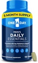 Un jour pour les hommes Multivitamine quotidien Essentiels, Multivitamine pour les hommes Comprimé, soutient la fonction musculaire saine, l'énergie physique, et la santé immunitaire avec vitamine B12, vitamine C, et zinc, 150 comte