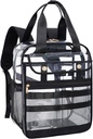 Sac à dos transparent en PVC transparent clair, grand multi-pochette pour le travail et le voyage (noir)