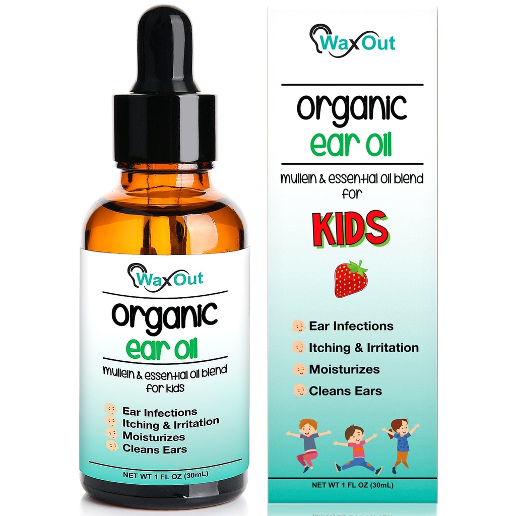Huile d'enlèvement de cire d'oreille Mullein naturelle et gouttes nettoyantes avec fraise pour les enfants