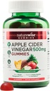 NatureWise Gommies de vinaigre de cidre de pomme - 1000 mg de vinaigre de cidre par 2 + vitamine B12 - Vegan à base de pectine, sans gluten, sans OGM - 60 Compte[30 jours d'approvisionnement pour 1000mg ou 2 mois d'approvisionnement pour 500mg]