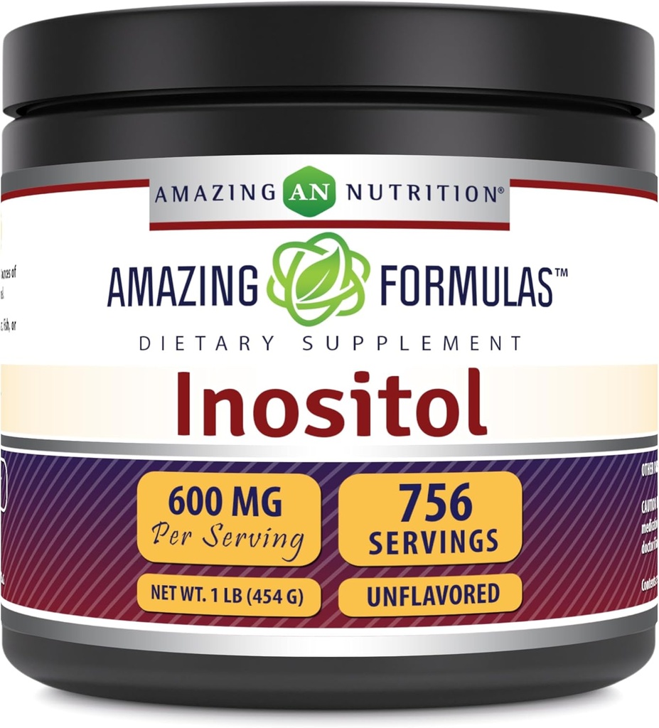 Formules étonnantes Supplément en poudre d'inositol $ 600 Mg par portion $ 1 Lb (454 Grams) $ Non-GMO $ Sans gluten $ Fabriqué aux États-Unis