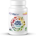 Vita Forte Vegan Multivitamine avec probiotiques, enzymes digestives et 42 fruits et légumes – halal certifié, non-OGM, sans gluten, alimentation quotidienne et soutien immunitaire – 60 comprimés végétaliens