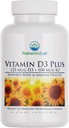 Nature's Lab Vitamin D3 Plus - Contains Vitamins D3 and K2 (MK7) for Immune Support, Healthy Bones and Cardiovascular Health* - Gluten Free, Non GMO - 90 Capsules (3 Month Supply)