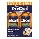 ZzzQuil Aide au sommeil liquide, Sommeil apaisant, Diphenhydramine 50mg HCl, Camomille Miel Aromatisé, Aide au sommeil de nuit liquide, Aide au sommeil pour les adultes, 2 Pack, 24 FL OZ