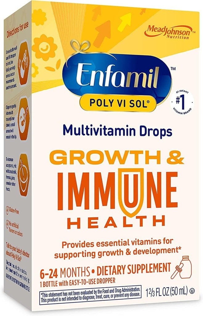 Enfamil Poly-Vi-Sol Multivitamines - 1,66 oz, boîte de 3