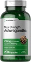 Supplément Horbäach Ashwagandha , 200 capsules Max Strength , pour les femmes et les hommes , sans gluten