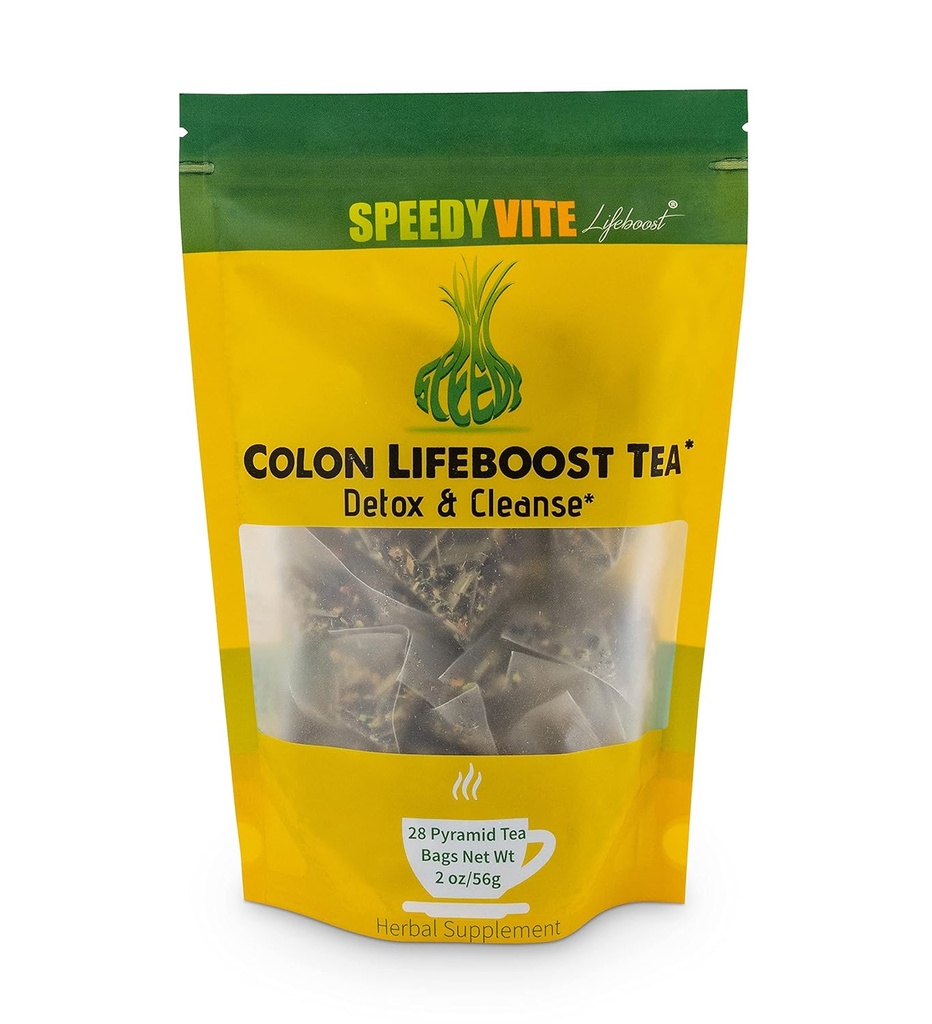 SpeedyVite Colon LifeBoost Tea Detox and Cleanse - Bio Pu'er Tea avec Ginger, Lemongrass - pour la santé et la fonction du colon