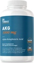 Dr Tobias AKG Supplément 1000mg par portion, acide cétoglutarique alpha biodisponible, supporte l'énergie cellulaire et le flux d'oxyde nitrique, végétalien, sans gluten, non-OGM, 180 capsules, 90 portions