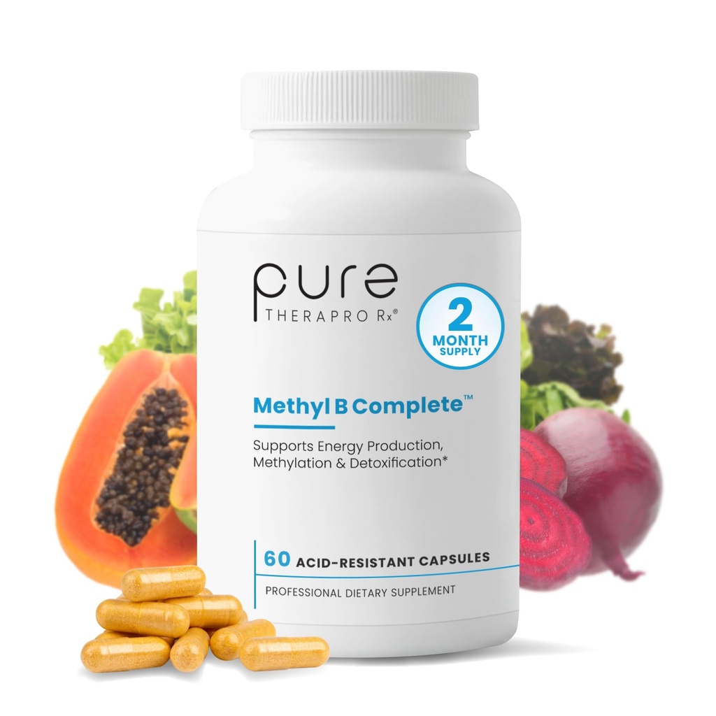 Méthyl B Complète - 60 capsules végétales. Supplément optimal de soutien à la méthylation avec 5-MTHF (folate actif), méthylcobalamine (B12), B2, B6 et TMG.