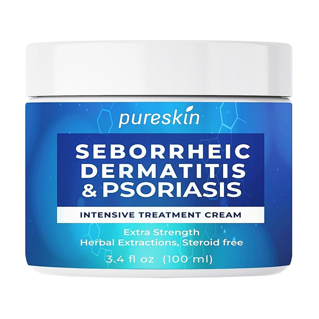 Crème de dermatite séborrhéique Psoriasis : Traitement antifongique - Infusion traditionnelle à base de plantes - Relief pour la peau de scalp irritée par inflammation - Stéroides Sans résultat de lasting 3.4 Oz