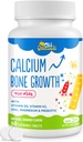 Supplément de calcium 500 MG avec vitamine D3 et K2, zinc, magnésium et prébiotiques. Vitamines pour enfants. Résistance aux os, absorption élevée, amandes orange, non OGM, sans gluten, 60 onglets