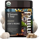 Lions Mane Supplément Capsules, Lion Mane Mushroom Supplément pour la mémoire, Focus & Mood support, Adaptogen Extrait de champignons fonctionnels - 100% USDA Organic, Vegan- Glass Jar, 120 capsules, 2 mois d'approvisionnement