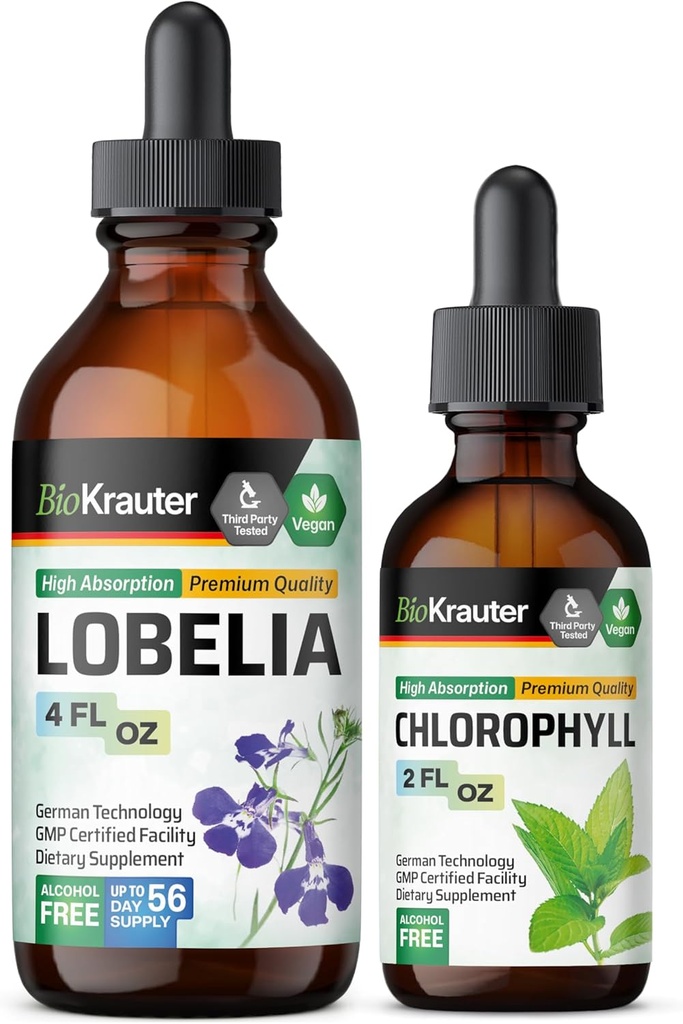 BIO KRAUTER Lobelia Tincture 4 Fl. Oz. & Chlorophyll Tincture 2 Fl. Oz.