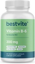BESTVITE Vitamine B-6 200mg (120 capsules végétariennes) - Pas de stéarate - Pas d'agents de flux - Vegan - Non OGM - Sans gluten