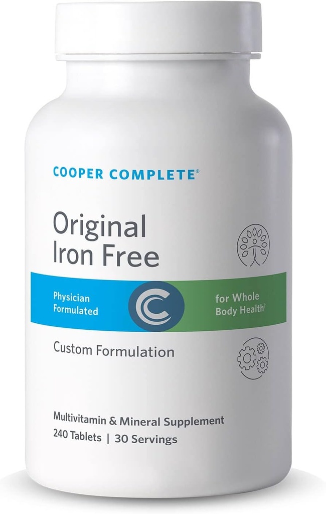 Cooper Complete - Sans fer multivitamine original - Supplément multivitamine et minéral quotidien - 30 portions par bouteille. Boîte de 2