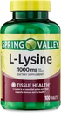 Comprimés L-Lysine 1000mg – Acides aminés essentiels pour le soutien immunitaire, la formation de collagène et la santé de la peau – Supplément Lysine à haute capacité, 100comptes, sans gluten (paquet de 1)