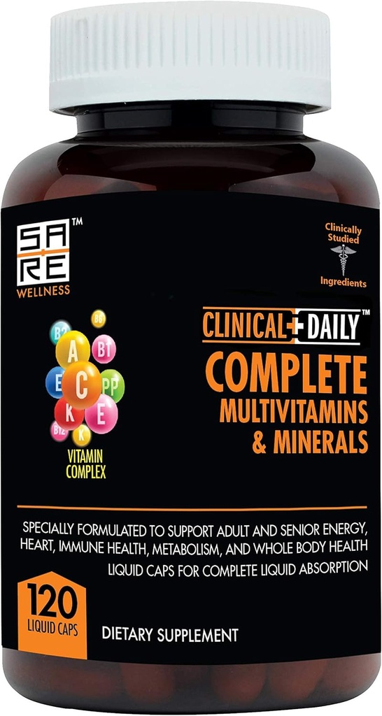 Supplément de multivitamines pour les femmes et les hommes - Absorption complète de vitamine liquide! 42 Superfood Fruits Légumes - Jeunes adultes à aînés - 120 Capsules liquides
