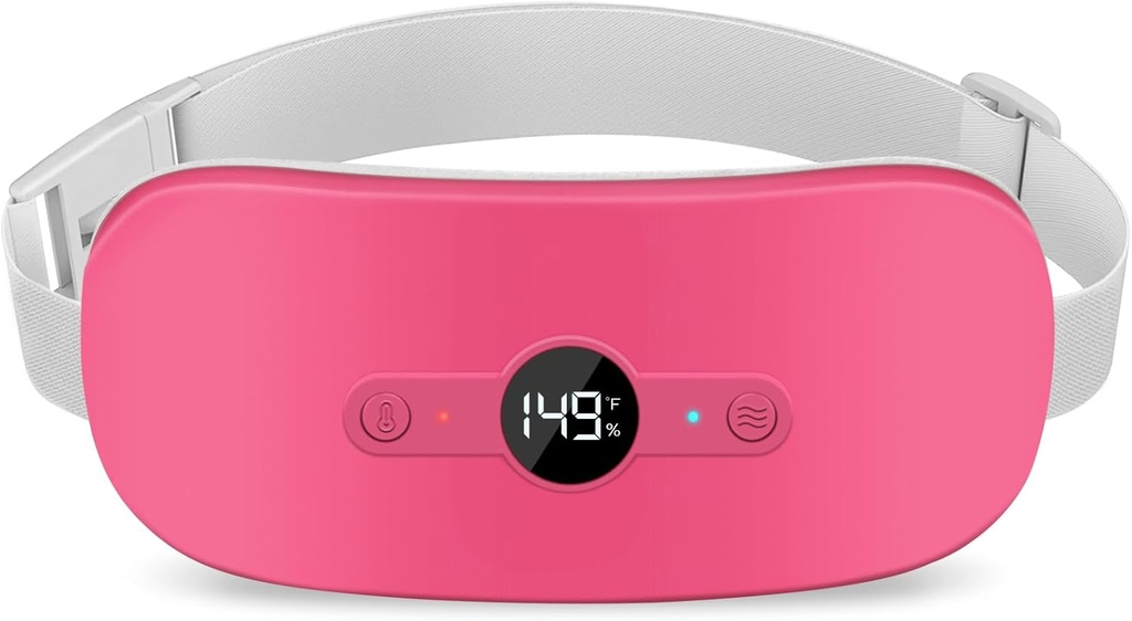 NOWWISH Plaque chauffante pour les crampes d'époque soulagement de la douleur, portable sans fil électrique plaque chauffante rechargeable avec 6 niveaux de chaleur et 6 modes de massage, Cadeaux de Noël pour les femmes adolescentes, Rouge