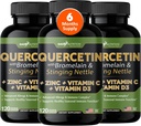 Gade Nutrition Quercetin à la vitamine C, au zinc et aux nerfs - Nettle Quercetin - Quercetin 500mg - Quercetin à la bromelaine - Quercetin au zinc + Vitamine D3-360 Bouchons de légumes - 6 mois