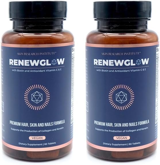 SRILabs Renewglow Biotin Supplément de croissance des cheveux de 5000mcg pour les femmes 40 Plus - Gotu Kola Vitamine E, C Zinc pour les cheveux, la peau et les ongles sains – avec 27 nutriments améliorant la beauté