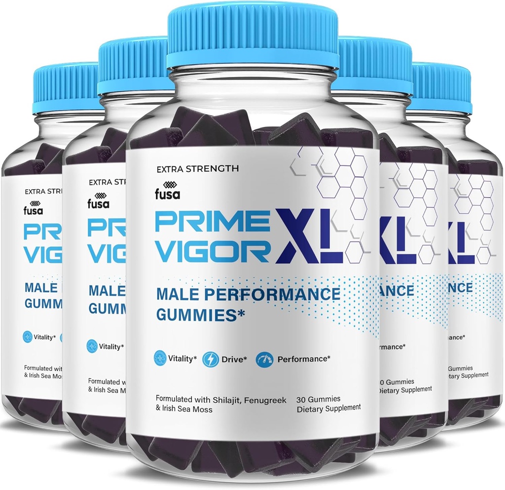 (5 Pack) Prime Vigor XL Gummies PrimeVigor XL Me Gummy Supplement, Prime Vigor Maximum Strength Advanced Shilajit Irish Sea Moss Fenugreek Gummies for Men Energy & Vitality Support (5 Month Supply)