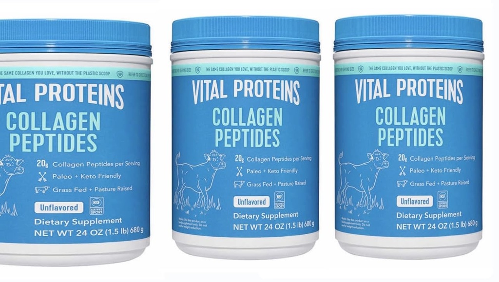 Protéines vitales Collagène Peptides Poudre, favorise cheveux, ongles, peau, os et santé articulaire, UNFLAVORED 24OZ et chocolat 32OZ (Variété)