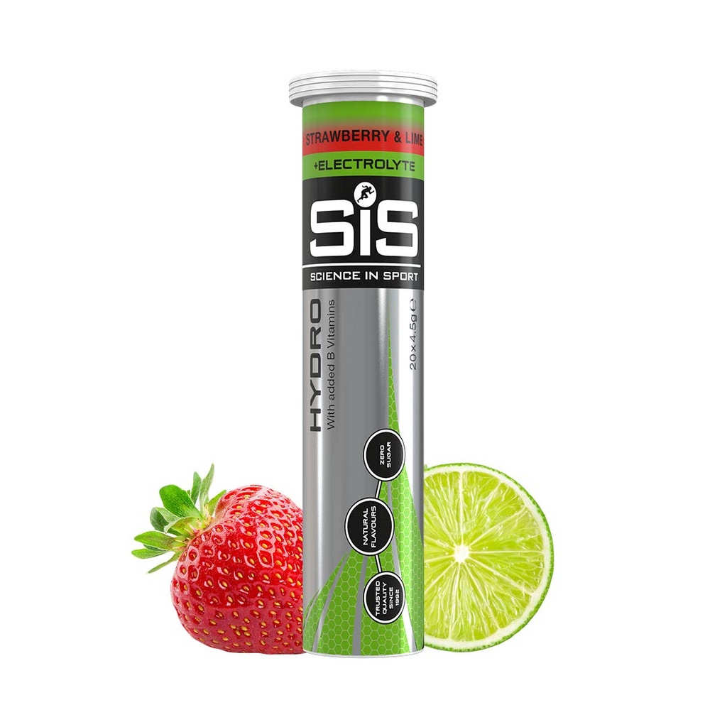 Science in Sport Hydro Comprimés électrolytiques, hydratation rapide, électrolytes de performance pour hydratation améliorée et supplément d'endurance pour la course, le cyclisme, le triathlon, la fraise et la chaux 20 Comprimés 1 Pack